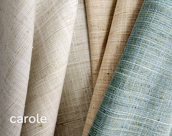 An arrangement of three light earth tone colors of There For You to represent PFAS-Free fabrics from Carole Fabrics.